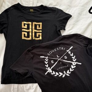2 Black Graphic Tee with Gold Emblem